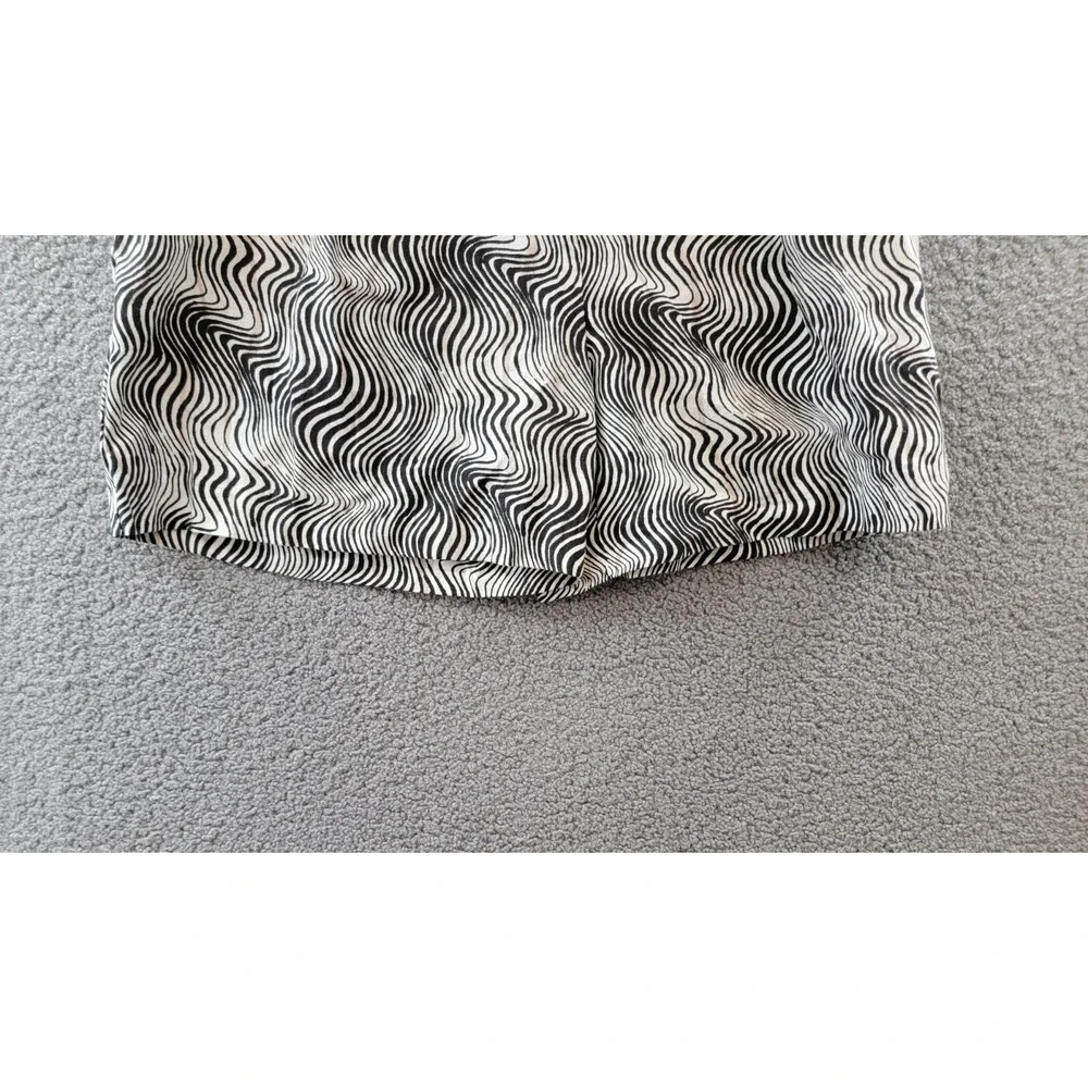 Barbour Romy Linen Blend Shorts Women's 12 Monochrome Zip Fly Hook & Bar Closure